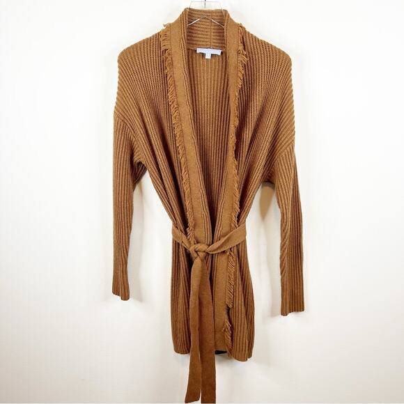 Antonio Melani Masiee Fringe Longline Belted Cardigan S Tan - Picture 2 of 7